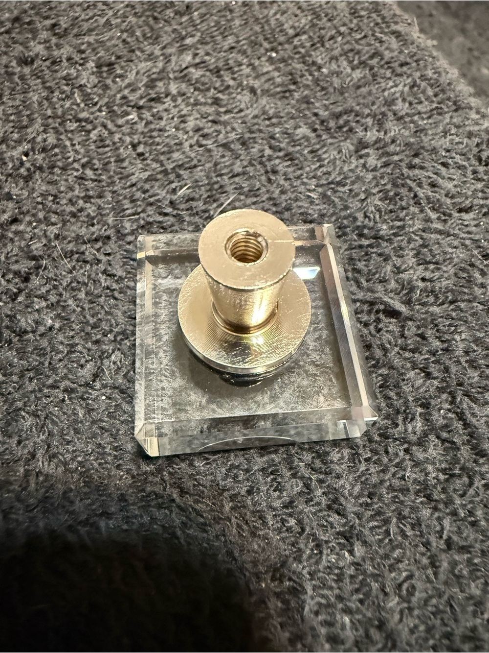Clear Square Acrylic Knob with Brushed Gold Center - Picture 2 of 5